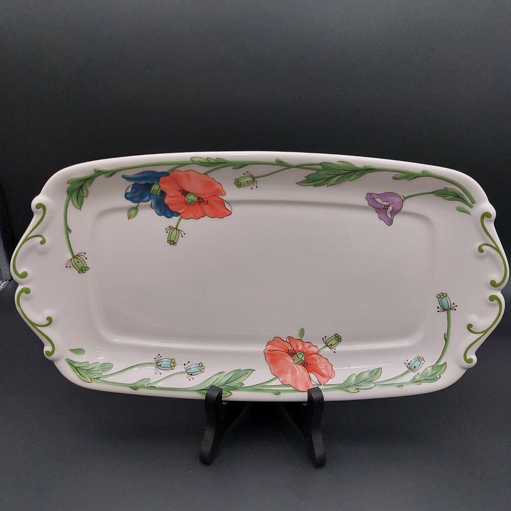 Villeroy & Boch Amapola Sandwich Tray W. Germany Vintage 12" Rectangular Platter